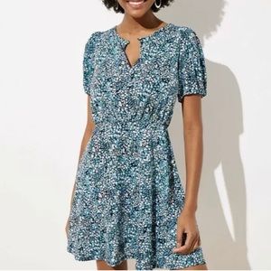 LOFT Wildflower Puff Sleeve Flare Dress Sz 2